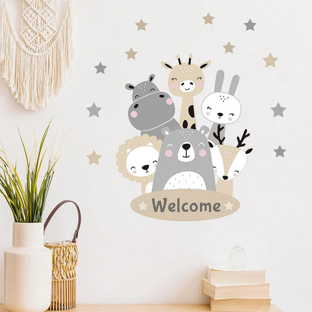 Cartoon Africa Animal Wall Stickers (2PC)