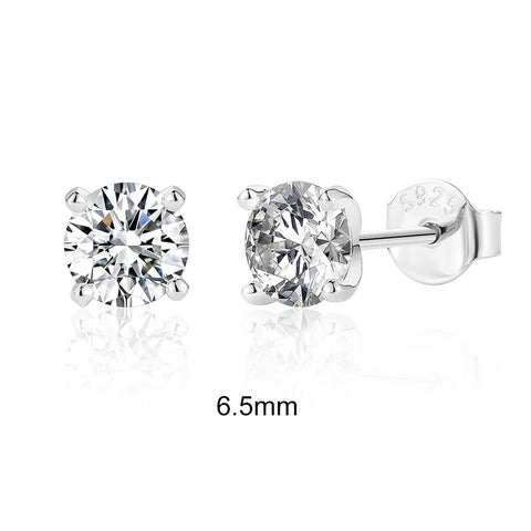 Luxe D Moissanite Studs: 0.5-1.2CT, 925 Silver