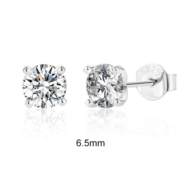 Luxe D Moissanite Studs: 0.5-1.2CT, 925 Silver