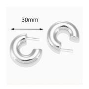 Retro C-Shape Huggie Hoops - Glossy Gold PVD Tube Earrings