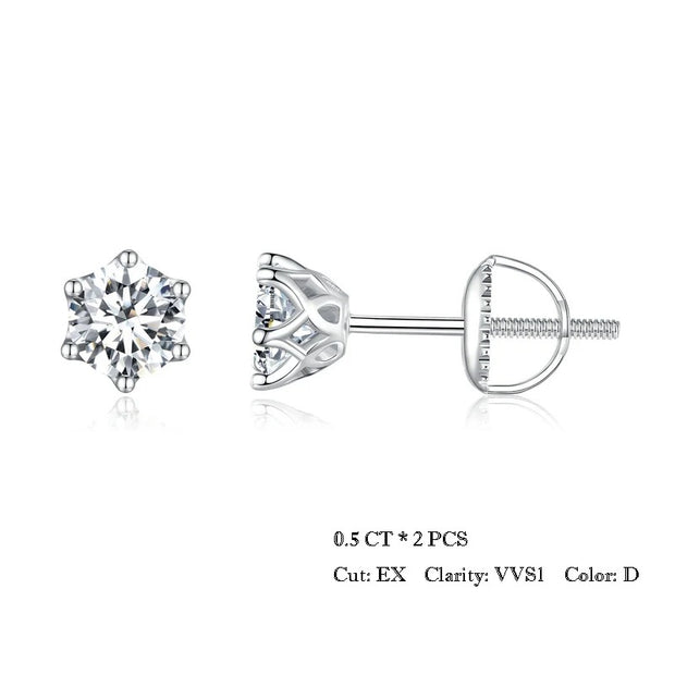 925 Sterling Silver Moissanite Stud Earrings