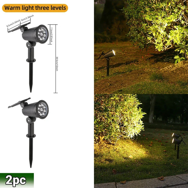 9 LED RGB Solar Spot Lights - Waterproof IP65 - Adjustable Brightness - Landscape Lighting
