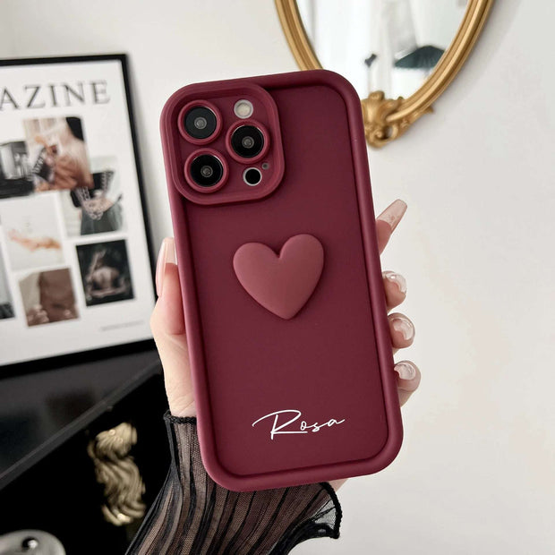 Cute INS Love Heart Personalized Name iPhone Case