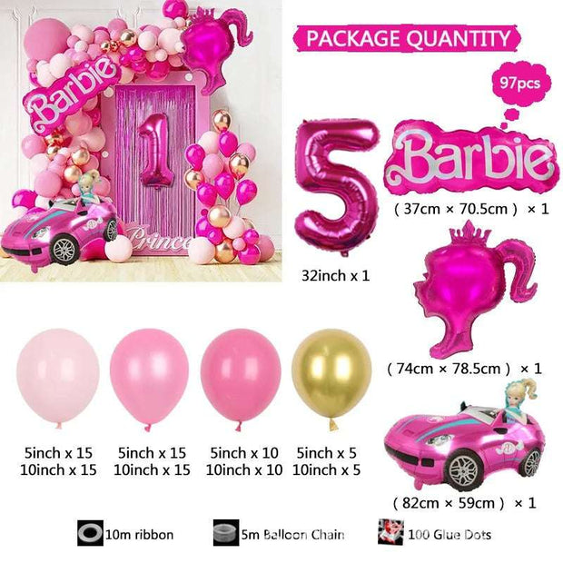 Royal Barbie Themed Balloon Garland Arch Kit (97PCS)