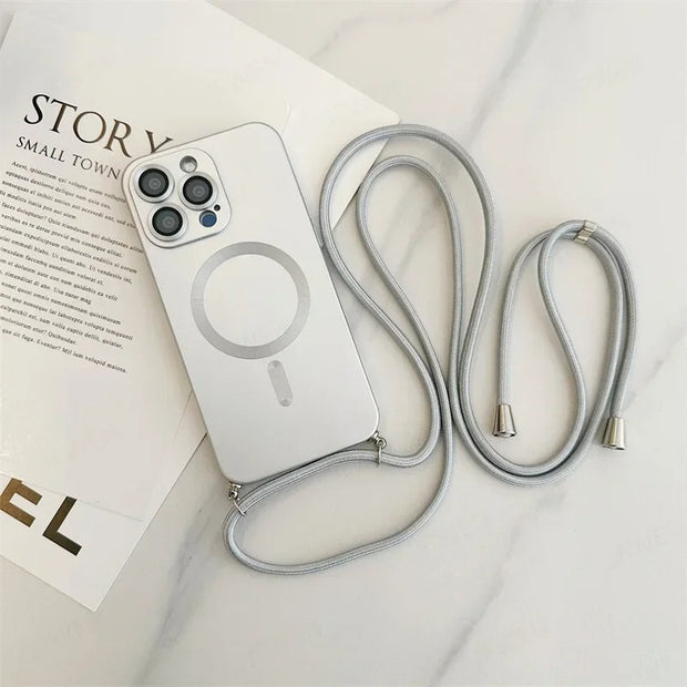 Crossbody Lanyard Magnetic Case for iPhone 16 15 14 13 12 11 Pro Max (MagSafe & Camera Protection)