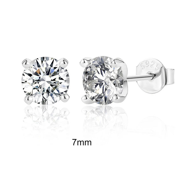 Luxe D Moissanite Studs: 0.5-1.2CT, 925 Silver