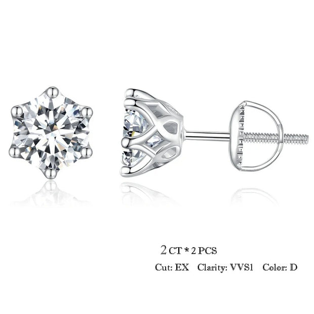 925 Sterling Silver Moissanite Stud Earrings