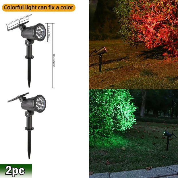 9 LED RGB Solar Spot Lights - Waterproof IP65 - Adjustable Brightness - Landscape Lighting