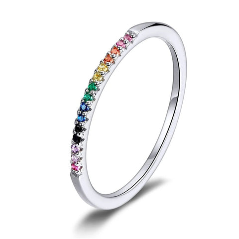 Minimalist CZ Eternity Band - 925 Sterling Silver, Platinum Plated