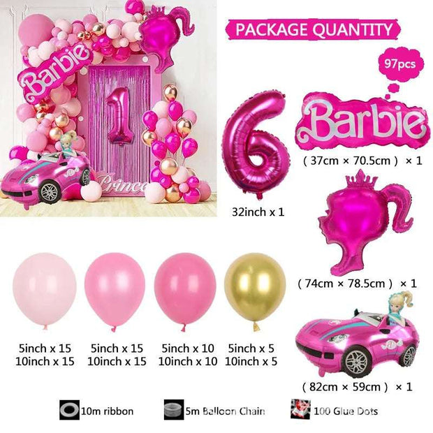 Royal Barbie Themed Balloon Garland Arch Kit (97PCS)