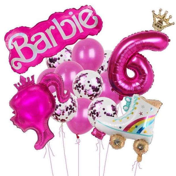 Royal Pink Princess Balloon Set for Barbie Fans