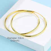 Gold Plated Round Hoop Earrings - Multiple Sizes Available