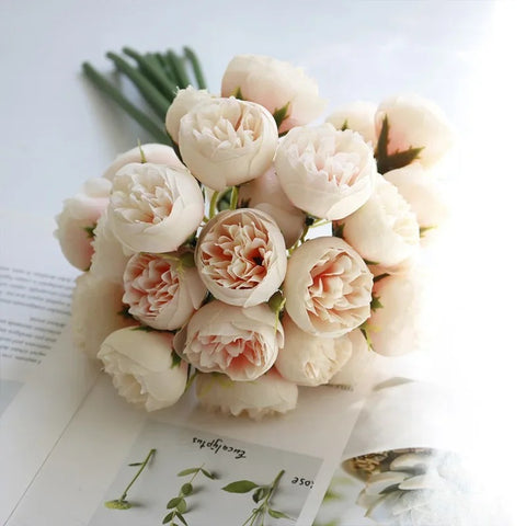 Peony Silk Flower Bouquet (27 Heads)