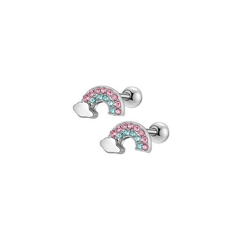 Rainbow Screwback Stud Earrings