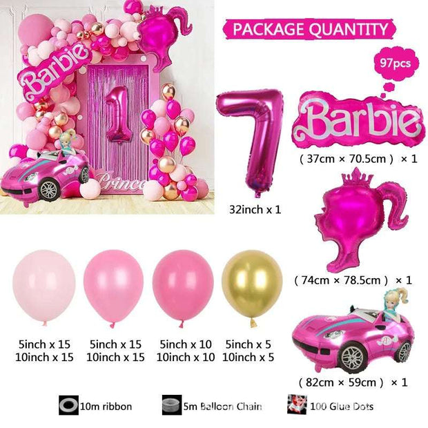 Royal Barbie Themed Balloon Garland Arch Kit (97PCS)