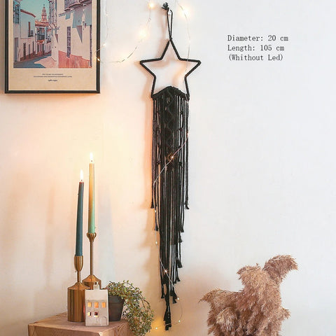 Moon and Star Dream Catcher - Boho Macrame Wall Hanging