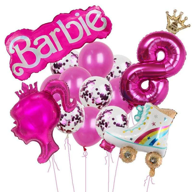Royal Pink Princess Balloon Set for Barbie Fans