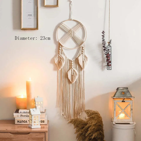 Moon and Star Dream Catcher - Boho Macrame Wall Hanging