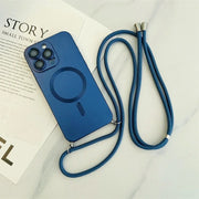 Crossbody Lanyard Magnetic Case for iPhone 16 15 14 13 12 11 Pro Max (MagSafe & Camera Protection)