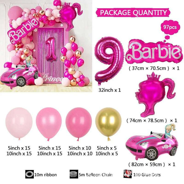Royal Barbie Themed Balloon Garland Arch Kit (97PCS)