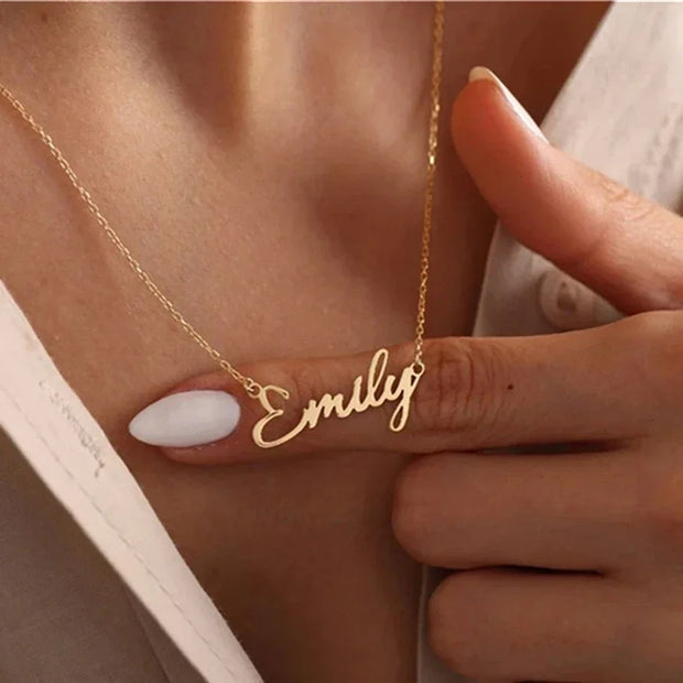 Personalized Cursive Name Necklace - Custom Stainless Steel Jewelry