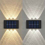 6 LED Solar Wall Lights - Up & Down Lighting - Outdoor Garden Patio Decor