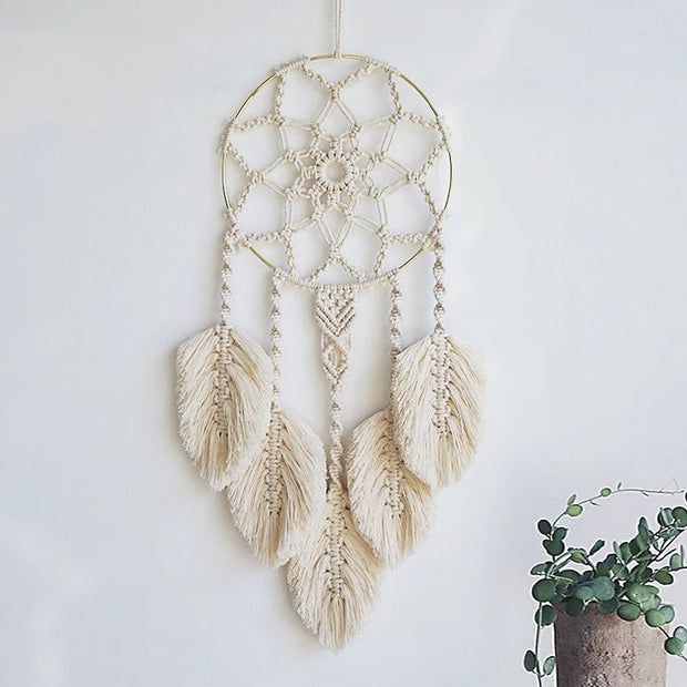 Moon and Star Dream Catcher - Boho Macrame Wall Hanging