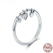 Sterling Silver Glittering Tri Heart Ring