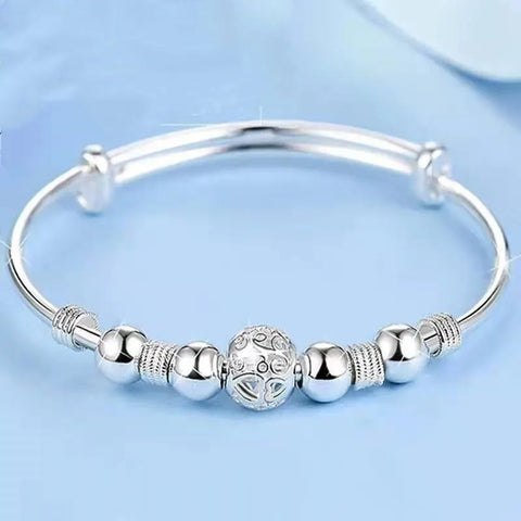 Silver Charm Lucky Beads Bangle