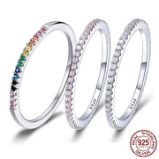 Minimalist CZ Eternity Band - 925 Sterling Silver, Platinum Plated