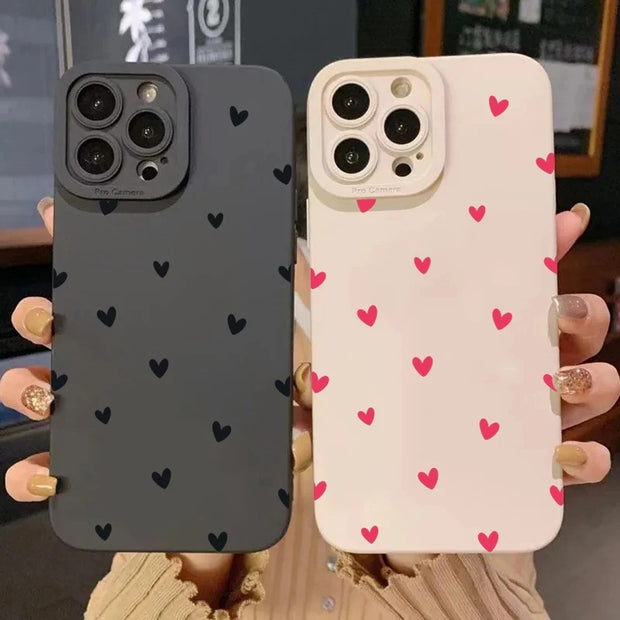 Black Love Heart iPhone Case - Shockproof Silicone Cover