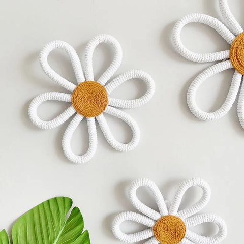 Boho Macrame Daisy Flower Wall Hanging