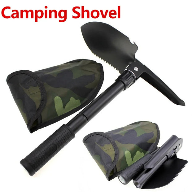 Multifunction Folding Camping Shovel - Survival Tool Kit - Hoe Pick Saw
