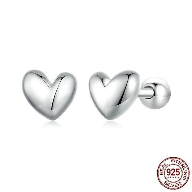 925 Sterling Silver Heart Earrings