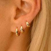 Trendy Stackable Hoop Set - 3 Pairs Gold Twist Cuff Earrings