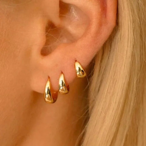 Trendy Stackable Hoop Set - 3 Pairs Gold Twist Cuff Earrings