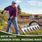 Iron Gardening Hoe Weeding Rake - Multi-Teeth Farm Tool - Soil Loosening Harrow