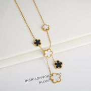 Dainty 5-Petal Clover Necklace: Gold Plated Stainless Steel