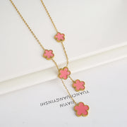 Dainty 5-Petal Clover Necklace: Gold Plated Stainless Steel