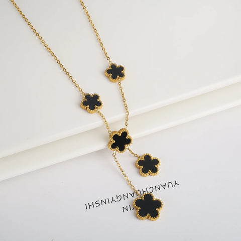 Dainty 5-Petal Clover Necklace: Gold Plated Stainless Steel