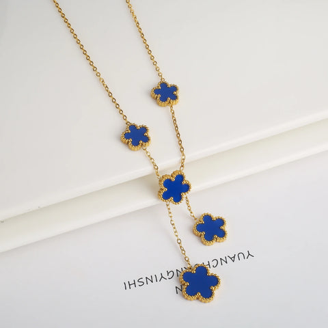 Dainty 5-Petal Clover Necklace: Gold Plated Stainless Steel