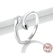 Sterling Silver Hugging Hands Ring