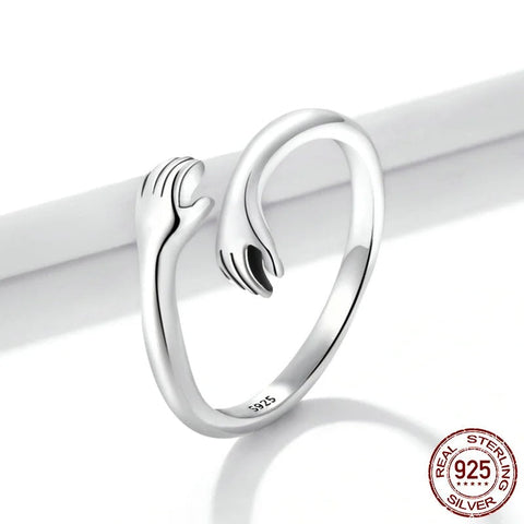 Sterling Silver Hugging Hands Ring