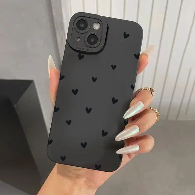 Black Love Heart iPhone Case - Shockproof Silicone Cover