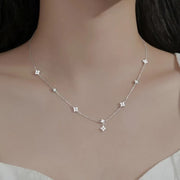 Zircon Four Leaf Flower Chain Necklace