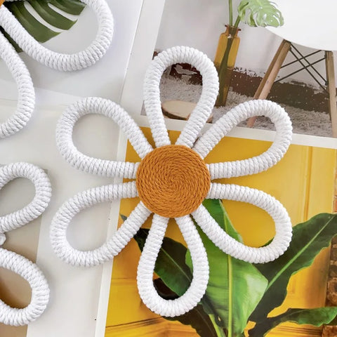 Boho Macrame Daisy Flower Wall Hanging