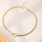 Gold Plated Steel Heart Link Chain Necklace