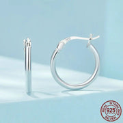 14K White Gold Plated Sterling Silver Hoop Earrings