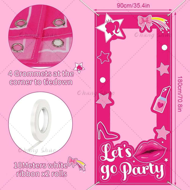 Sparkling Pink Barbie Photo Booth Frame Props