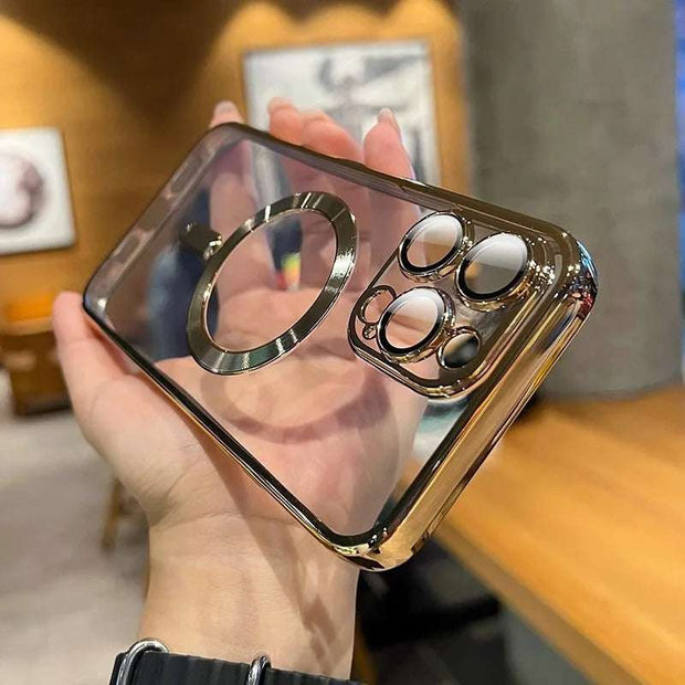 Luxury Magsafe Clear Case for iPhone 11 12 13 14 15 16 Pro Max - Magnetic Wireless Charging